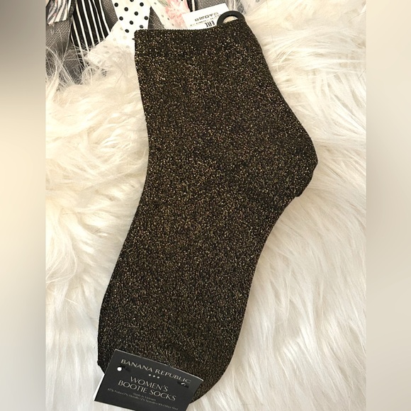 Banana Republic Black & Gold Metallic Bootie Women's Socks NWT OS Halloween 🎃 - Picture 1 of 7